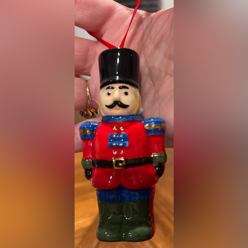 Macy’s Spode Ceramic Christmas Tree Ornament Nutcracker Toy Solider 3.5" Tall